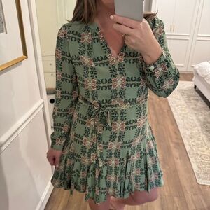 LOFT midi garden green dress size medium